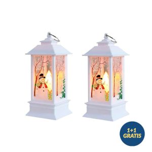 LanternLights, felinar pentru Crăciun cu lumină plăcută și steluțe sclipitoare (set de 2 bucăți - alb și roșu)