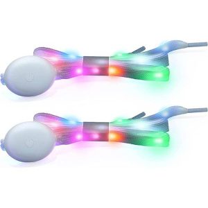 LedLaces, șireturi luminoase - albe cu lumini led colorate