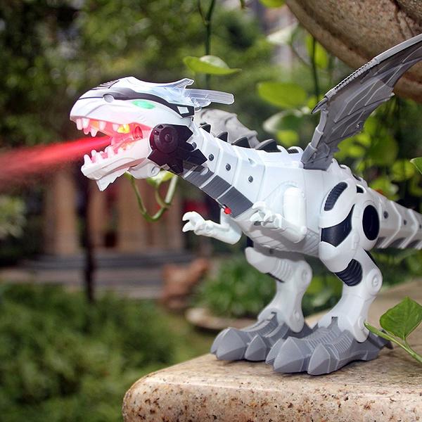 DinoStar, un dinozaur robot de jucărie pentru copii care scuipă aburi, se mișcă și răcnește precum un dinozaur adevărat!