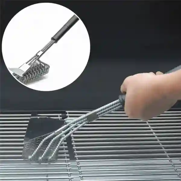 BrushGrill, perie metalică cu racletă pentru curățarea grătarului