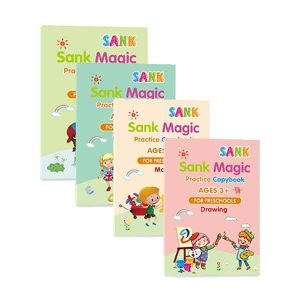 KidBook, set de 4 caiete de lucru pentru scris și desenat cu stiloul magic, al cărui scris dispare după ce s-a uscat