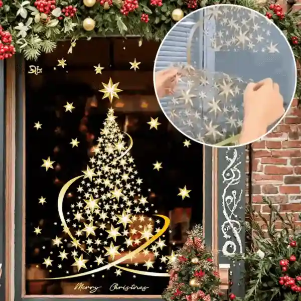 GoldenTree, autocolante de Crăciun pentru ferestre în auriu (2 buc)