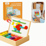 PUZZGEO, Set de puzzle din lemn magnetic (225 de piese)